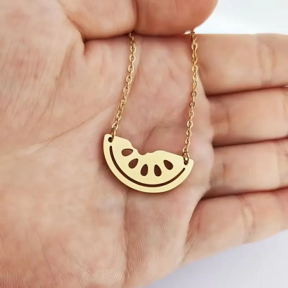Watermelon Pendant Necklace in Gold